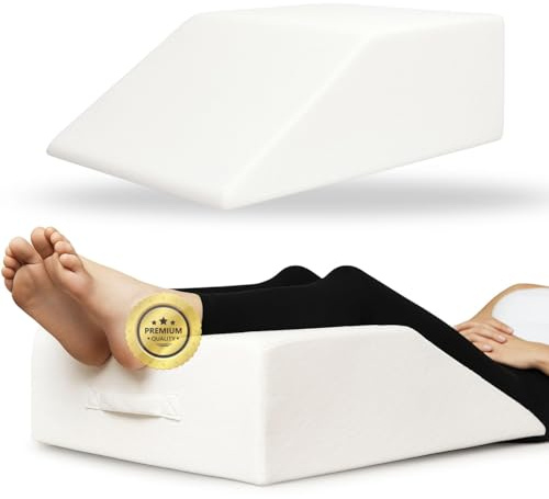 OrtoPrime Almohada Piernas Elevadas con Varices Cojín Reposapiernas VISCOELÁSTICO Cojín Elevador piernas ORTOPÉDICO Almohada Piernas Dormir Cuña piernas Cansadas - Cojín Piernas Hinchadas