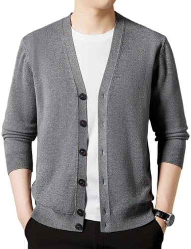 Rivccku Cashmere Cardigan Uomo Scollo a V | Maglia Leggera Morbida Maniche Lunghe con Bottoni