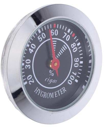 CLISPEED Mechanical Cigar Humidor Hygrometer 38mm Small Analog Round Humidity Gauge for Humidor Box Black with Battery-Free Operation Suitable for Cigar and Instrument Cabinets