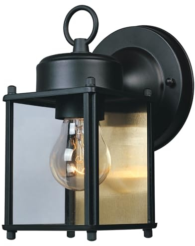 DESIGNERS FOUNTAIN Preston Outdoor Light Fixture, 8 Inch Exterior Wall Lantern Sconce for Front Door, Patio and Porch, Black, 1161-BK
