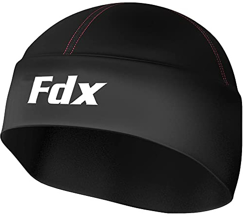 FDX Cycling Skull Cap Under Helmet Bike Thermal Running Cap (Large/X-Large) Black
