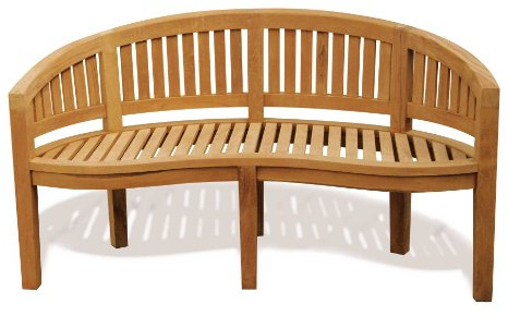 Jati Classic Teak Garden FULLY ASSEMBLED Banana Bench 3-Seater Sustainable teak
