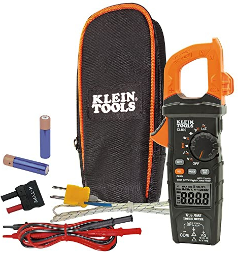 Digital Clamp Meter AC/DC Auto-Ranging 600 Amp Measures Voltage, Resistance, Temp, More Klein Tools CL800 ,Black/Orange
