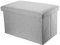 INTIRILIFE Faltbare Sitzbank 78x38x38 cm in ALASKA GRAU - Sitzwürfel mit Stauraum und Deckel aus Stoff in Leinen Optik - Sitzcube Fußablage Aufbewahrungsbox Truhe Sitzhocker