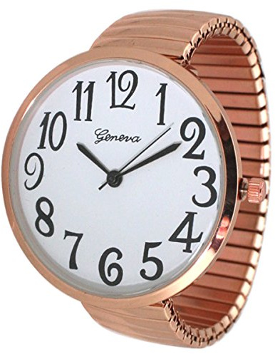 Geneva Super Large Stretch Watch Clear Number Easy Read (Rose Gold)