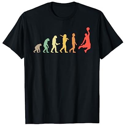 Basketballspieler Geschenkideen Retro Basketball Evolution T-Shirt, Herren, Schwarz, S, Klassische Passform, Kurzarm, Crew-Ausschnitt