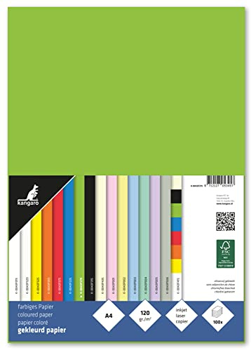kangaro – lerpapper grön DIN A4-120 g/m² FSC mix – 100-pack – brevpapper pysselpapper DIY, 29,7 x 21 x 1,5, K-0043F275
