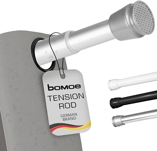 bomoe Duschvorhangstange Ohne Bohren 70-120 cm Stufenlos Ausziehbar – Duschstange Teleskopstange zum Klemmen Schwarz Spannstange ohne Bohren Rutschfest Klemmstange Gardinenstange Ohne Bohren – Neptun
