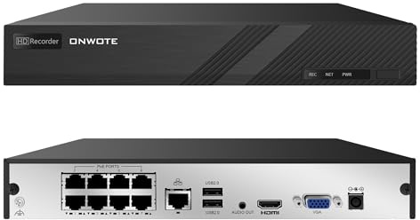 ONWOTE 8 Channel 4K 8MP NVR (Built-in 8 PoE Ports), Human Vehicle Detection