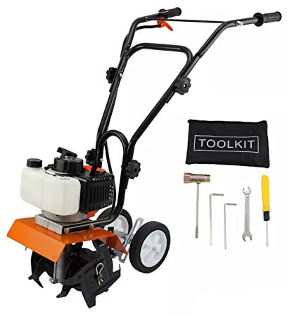 Motozappa motocoltivatore zappatrice con motore a scoppio 2 tempi da 52 cc e con larghezza del raggio di lavoro di 300 mm e profondità di 150 mm zappatrice per terreno orto