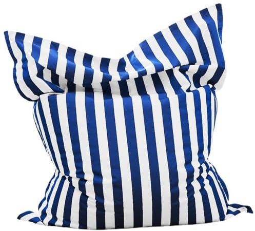 Fyrkantig säcksäck for pool - Utomhus inomhus bekväm stor stol kudde säck pufföverdrag utan fyllning(Navy blue-stripe)