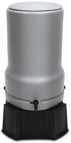 YourCasa Regentonne 110L [RainBell] mit Standfuss, Deckel & Wasserhahn - Regenfass Frostsicher aus Kunststoff - Regenwassertonne - Regenwassertank Garten Wassertank Regensammler Wasserfass (Grau,110L)