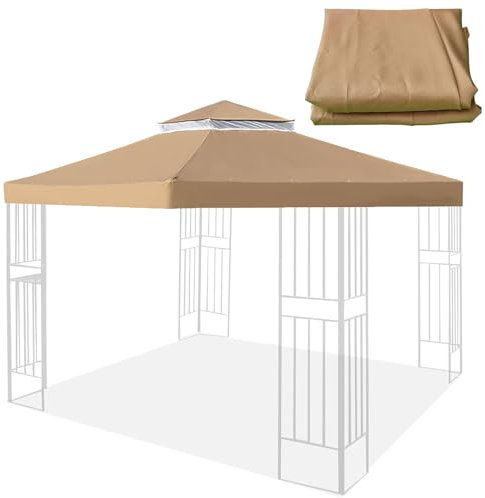 YIJIEHH 3x3m Pavillondach Wasserdicht,Ersatz-Oberabdeckung Pavillon Ersatzdach Partyzelt Ersatzbezug Doppeldach Schutzhaube UV-Schutz Pavillonabdeckung Festzelt Überdachung