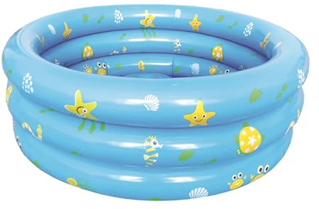 Aufblasbares Schwimmbecken 90cm Kinder Aufblasbares Planschbecken Baby Aufstellpool Aufblasbarem Rund Schwimmbecken Aufblasbare Badewanne Dusche für Outdoor Home Balkon Sommerwasserparty (Blau)