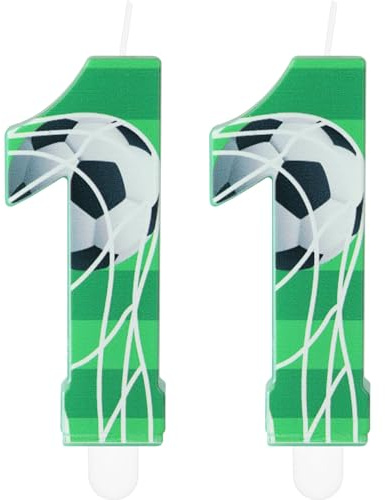 mciskin Velas de cumpleaños con número de fútbol, número 11 para pastel, decoraciones para fiestas de cumpleaños temáticas de fútbol para niños, decoraciones para pasteles