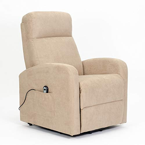 SIME DE-1 Detraibile 19% Poltrona Relax Alzapersona Reclinazione combinata di Schienale poggiapiedi schienale fiocco seduta indeformabile microfibra reclinabile elevabile elettrica Cammello