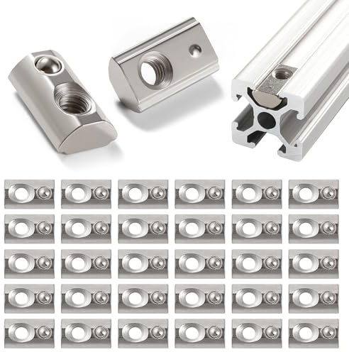 Lyeteung 30 PCS 20 Series M4 T Spring Nuts, Roll-in Spring T Nut, Half Round Roll in Spring T Slot Nut, for 6mm Slot 2020 2040 2060 2080 Aluminum Extrusion Profile
