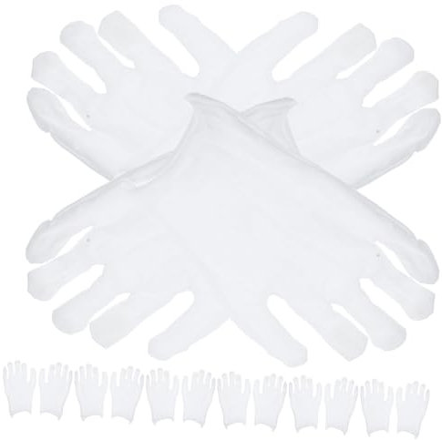 Angoily Handschuhe Weiße Baumwollhandschuhe Für Damen Und Herren Warme Fingerlose Handschuhe Für Juweliergeschäfte Handschutz 10 Paar