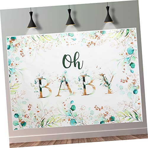 Lurrose Fond Mural pour Baby Shower Feuilles Dorées, Toile de Fond en Vinyle Pratique et Décorative pour Cabine Photo et Coin de Travail