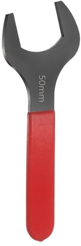 sourcing map Single Open End Wrench 50mm Metric 15 Degree Offset Angle U-Shaped Open Ended Spanner Small Flat Head Blackening Wrench with Red Shank for Automotive Repair Furniture Assembly
