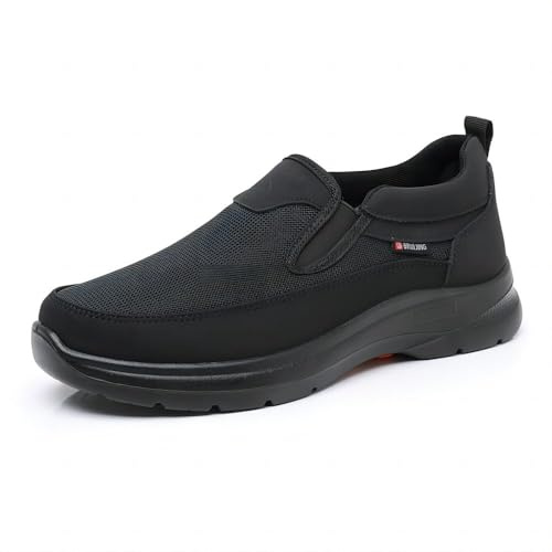 Sneakers Ortopediche da Uomo Senza Lacci Leggere Comode Traspiranti Mocassini Extra Larghi da Esterno Scarpe Nero 42 EU
