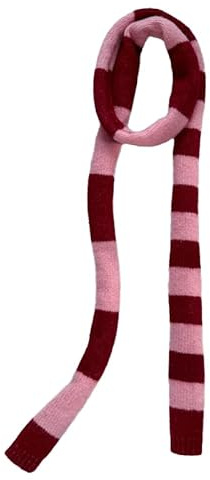 Kashmirscarf， Stickad ullhalsduk for kvinnor, flerfärgad, 180x12cm, vinter(Pink)