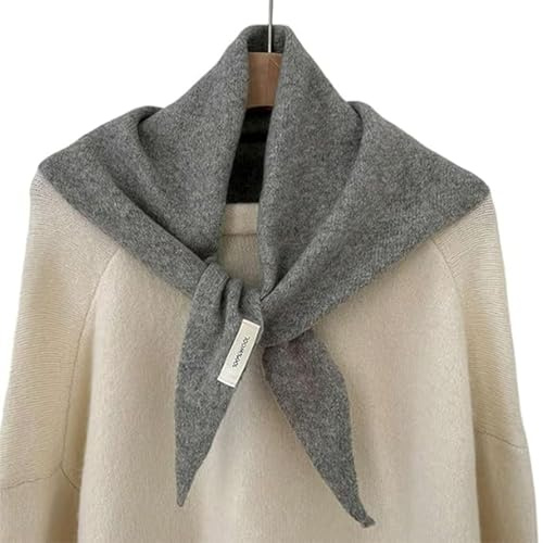 Knitted Triangular Scarf for Women, Grey Neck Scarf for Women,Headscarf Knitted Scarf Multi-Functional Warm Knitted Scarf(Grey)
