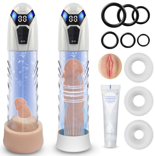 Male Penis Pump Adult Sex Toys for Men Automatic Enlargers & Extend Pump for Men with 10 Erection Training Modes Male Masturbator Electirc Penis Pump Entender Pumps & Enlargers (White)