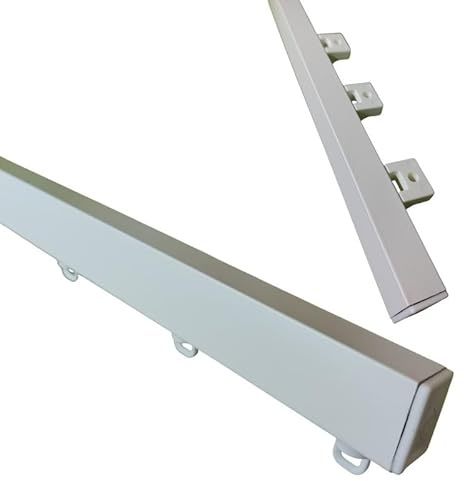 TENDE ARREDO TESSILE - Binario Tenda Soffitto Scorrevole (186 cm) Zineffa per Tenda, Binario a Onda Passo 8, in Alluminio con Tappi Terminali e Occhielli in PVC per Tende su Misura (Bianco)