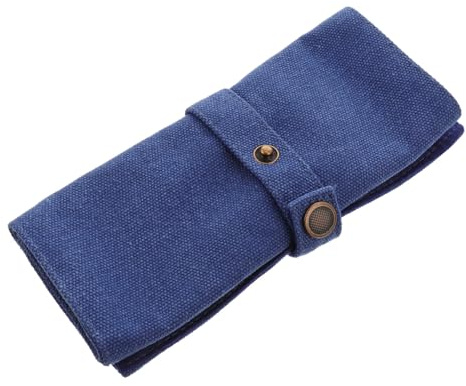 Organizador de Relojes Azul de Lona para Viaje, Capacidad 5 Unidades | Diseño Sólido y Delgado, Lavable, se Enrolla Compacto, Cierre Seguro Cordón