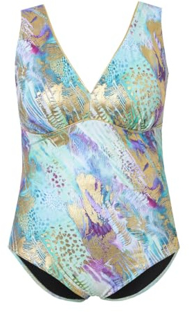 Ulla Popken Donna Costume Intero Blu Turchese 52