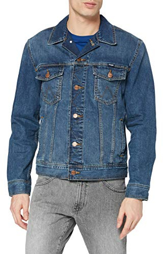 Wrangler Herren Classic Denim Jacket Jeansjacke, Blau (Mid Stone), M