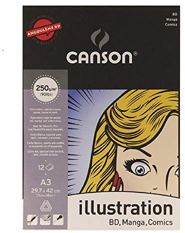 Canson A3 - Blocco per illustrazione manga da 250 g / m², 29,7 x 42 cm
