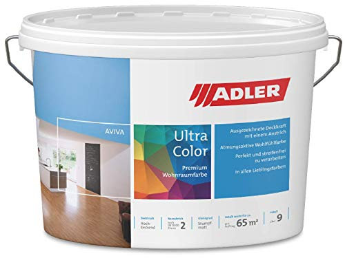 ADLER Ultra-Color Wandfarbe - erstklassige, matte Wand- & Deckenfarbe -Gärtner C12 065/3 hohe Deckkraft, Atmungsaktiv, Lösungsmittelfrei - Türkis - 3 l - in 100+ Pastell Farbtönen