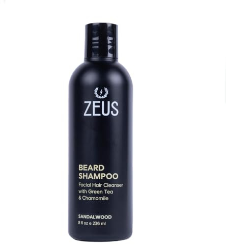 ZEUS Shampoo e lavaggio per barba per uomo - 8 once - Lavaggio con barba con ingredienti naturali (Profumo: legno di sandalo)