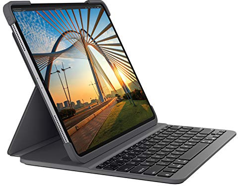 Logitech SLIM FOLIO PRO Bluetooth-Tastatur-Case mit Hintergrundbeleuchtung für iPad Pro 11 Zoll (1. und 2. Generation) (Modell: A1980, A1934, A1979, A2013), Deutsches QWERTZ-Layout Grafit, 920-009683