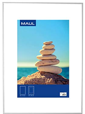 MAUL cornice foto 50x70 cm MAULdesign | Cornice per foto in alluminio con intarsio passe partout | Cornici foto per formato orizzontale e verticale | Ideale per le foto | Argento