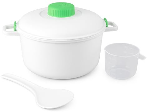 Microwave Pressure Cooker Steamer – 2.8L BPA-Free Microwave Rice & Vegetable Cooker – Quick Healthy Meals for Meats, Fish, Poultry – With Rice Spoon & Measuring Cup – Fast Dinner Solution