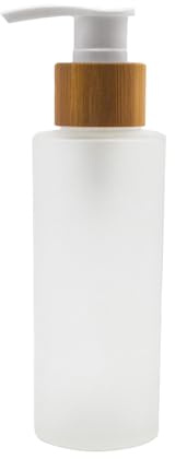 1PCS 120ml/4oz Frosted Glass Pump Bottles Empty Refillable Press Pump Bottle with Bamboo Pump Head Toiletries Storage Containers for Shampoo Essential Oils Shower Gel Hand Wash Lotion Dispenser