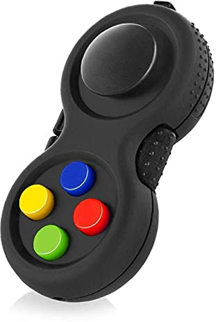 TOSSPER 1 Stück Fidget Pad 8-Fidget Funktionen Zappeln Spielzeugcontroller Stress Reduprer Hand Shnget Cube Für Freisetzungsbelastung, Schwarz, 76*39m