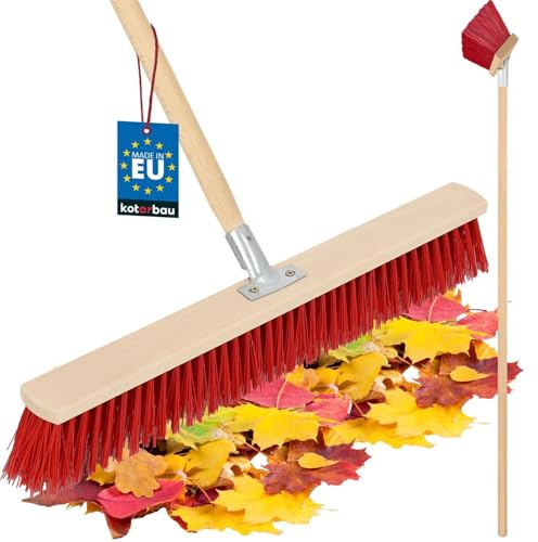 KOTARBAU® Gatukvast - Industrikvast - 65 cm - Gatukvast med Handtag - Uteborste - Sopborste - Sopkvast - Trädgårdskvast - Gårdskvast - Verkstadskvast - Hård Borst - Trä - PVC