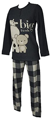 CRAZY FARM Pigiama Donna Invernale Morbido e Caldo Manica Lunga Collo Serafino Articolo 15677, 2162 Scottish Blu, M