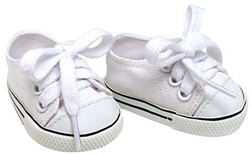 Sophias by Teamson Kids White Canvas Sneaker -Schuhe mit Schnürsenkel für 18 Puppen
