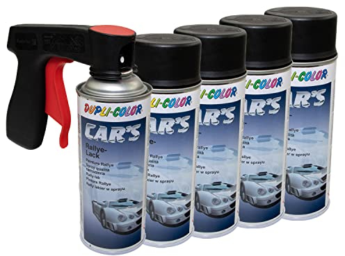 Lot de 5 bombes de peinture en spray Cars Dupli Color 652240 - Noir satiné - 400 ml - Avec poignée pistolet