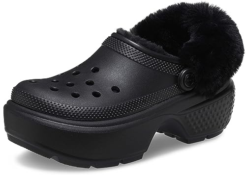 Crocs, Unisex Adult, Stomp Lined Clog, Black, 8 UK Men/ 9 UK Women