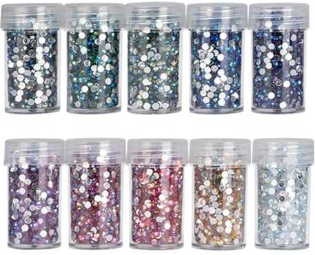 Ideen mit Herz Diamond-Painting-Steine | rund (Strass | irisierend | Farbsortierung 1 | 10 Dosen)