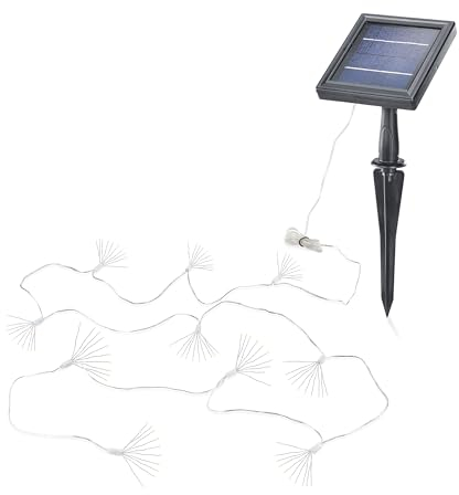 Esotec Solar Deko Lichterkette Wunderkerze, Feuerwerk, 3m, 100 LEDs warmweiß, LiFePo4 Akku, Solarmodul, Erdspieß, Glühwürmchen, Feuerwerk, Dekolichterkette, außen, winterfest, wetterfest, 102575