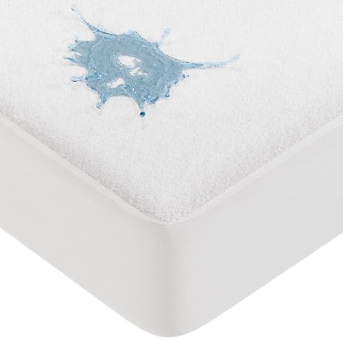 VOUNOT® Juego de 2 Protector de Colchón Impermeable 200x200x30cm Funda Colchón Rizo Poliéster Certificación Oeko-Tex Cubre Colchón Transpirable y Ajustable Sábana Bajera para Cama Elástica en Contorno