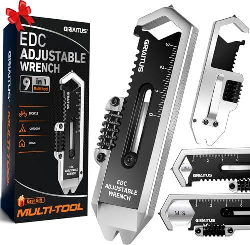 9IN1 Multitool Edc Pry Bar mit Verstellbarer Schraubenschlüssel Notfallhammer Stemmeisen und Nagelzieher Telefonhalter Lineal Geschenke für Männer Camping Zubehör
