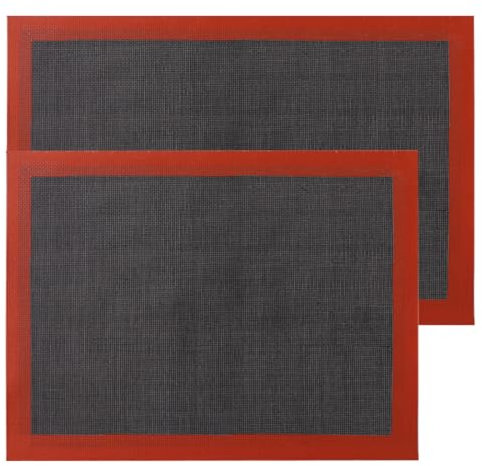 KOLZEMV 2PCS Tappetino Microforato per Forno, tappetino microforato per forno, teglia microforata,Tappetino da Forno in Silicone, Antiaderente, Resistente al Calore, Riutilizzabile, Antiscivolo Teglia